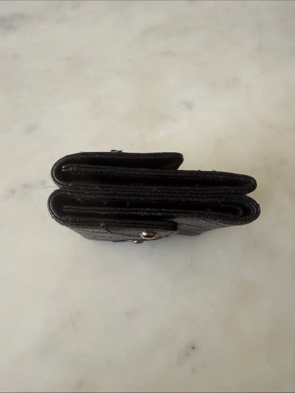 CHANEL Black Quilted Caviar Leather Card & Key Pouch with Gold CC Snaps